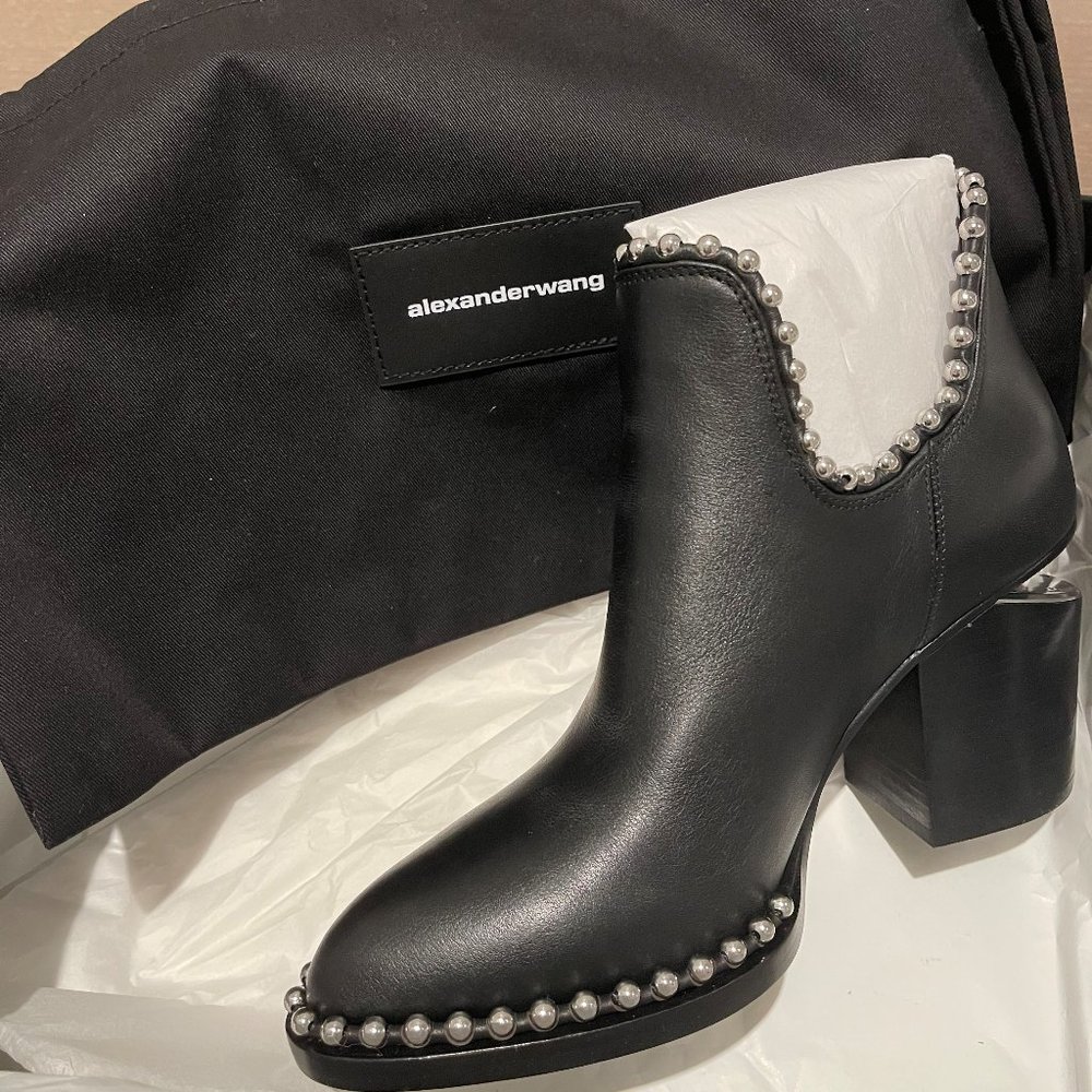 Alexander Wang Black Ankle Boots with Silver Accents